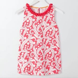 Boden Melody Pink and White Patterned Top with Pom Pom Trim